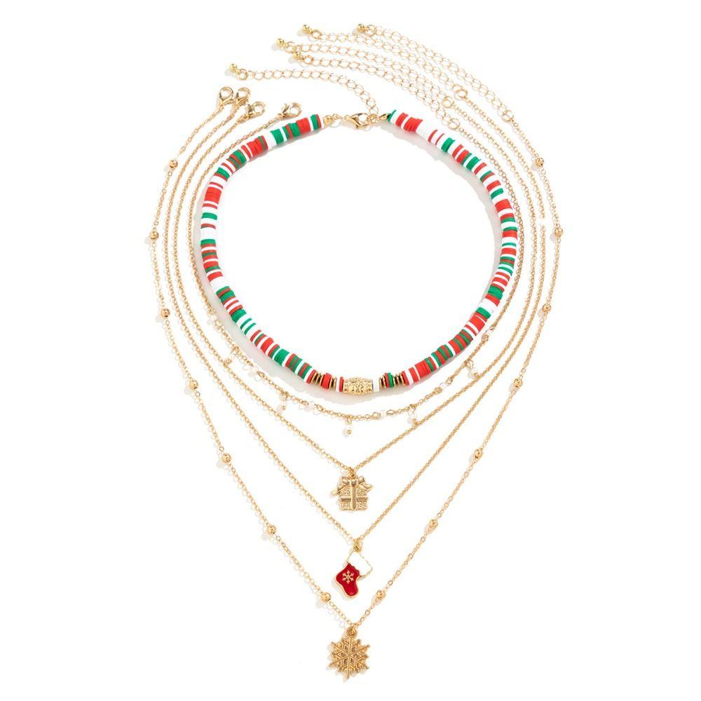 2/3/4pcs/set Cartoon Rice Beaded Chain Christmas Tree Cartoon Pendant Choker  Decoration