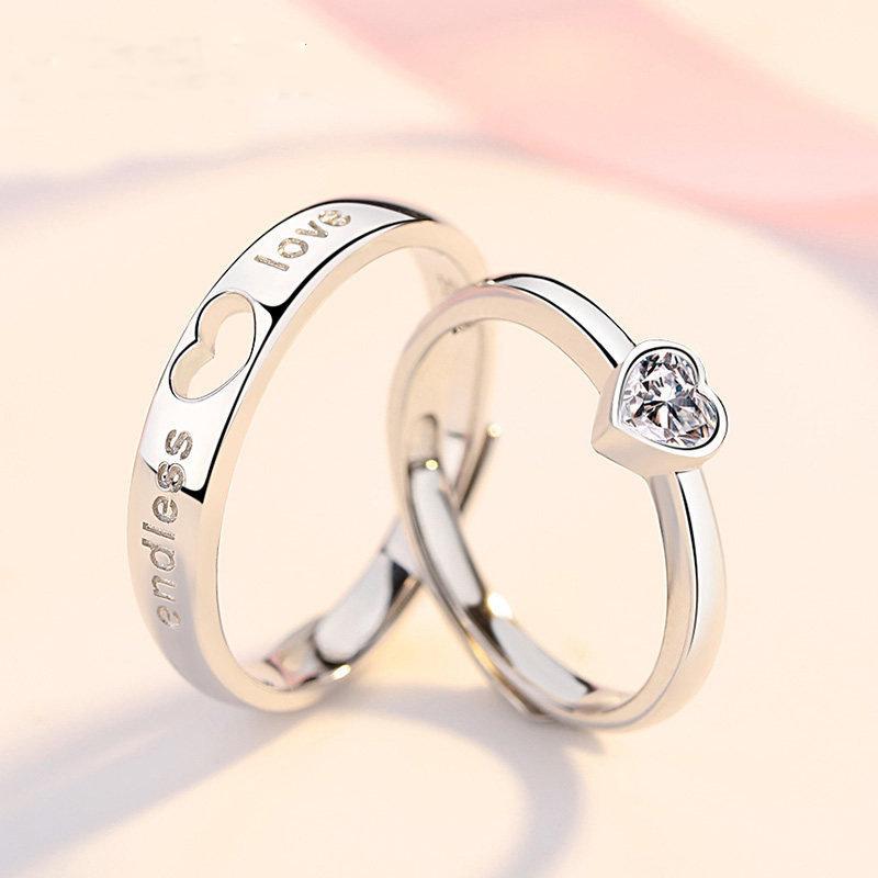2Pcs 925 Silver Couples Ring Sets Light Polishing Simple Ring for Woman Man Classic Wedding Fine Jewelry Circle