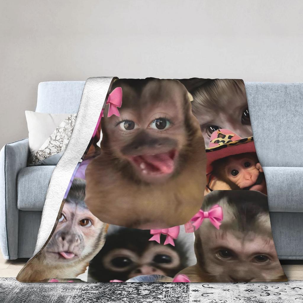 Funny Monkey Cartoon Fashion Blanket Warm Cozy Fluffy Throw Fashion Blankets for Sofa Multiple Sizes Bedding Throws