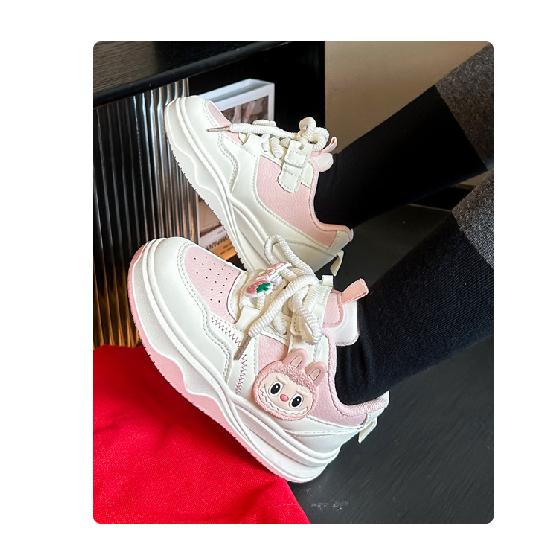 Children's Sports Shoes Girls' Board Shoes New Spring and Autumn Soft Sole Cartoon White Shoes Non-Slip Breathable Casual Shoes