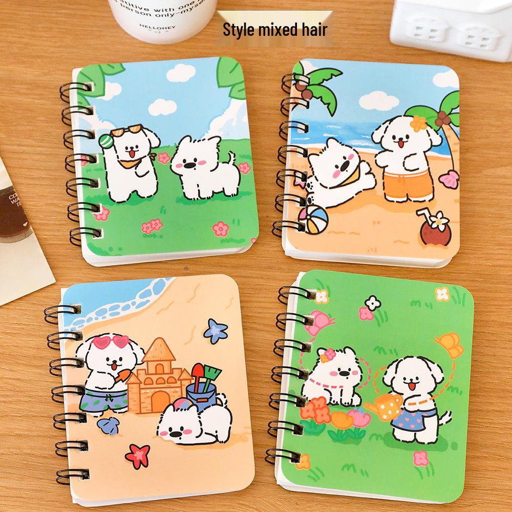 Очаровательный щенок A7 Спиральный мини-карманный блокнот - Милые студенческие канцелярские принадлежности