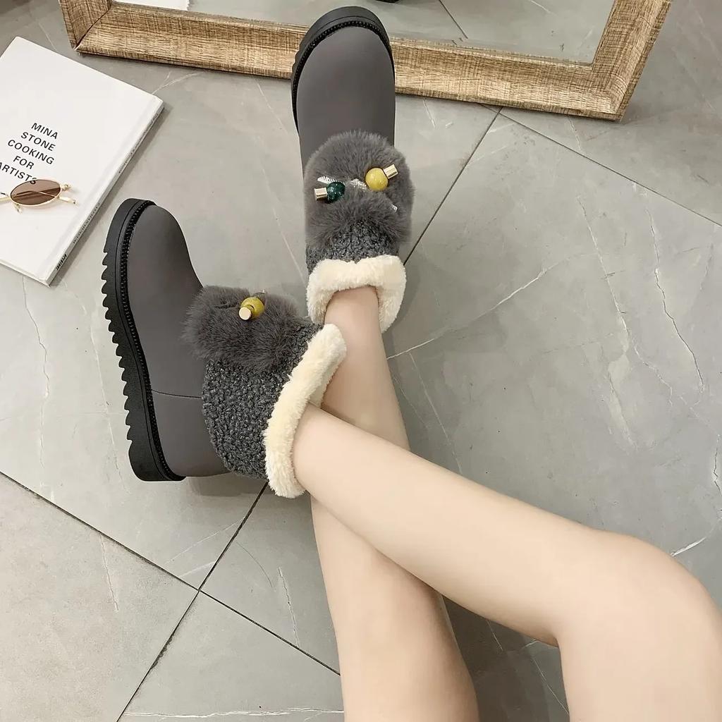 Fashion Womens Ankle Snow Boots Autumn Elegant With Low Heels Booties Shoes for Women Winter Waterproof Non Slip No Slipery Boot Padded