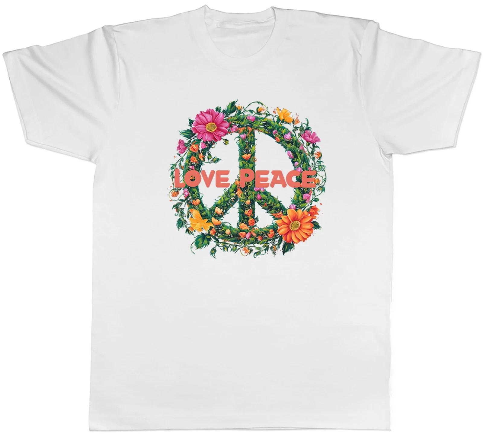 Love Peace Symbol Mens T-Shirt Floral Flower Bloom Vines Tee Gift XXL