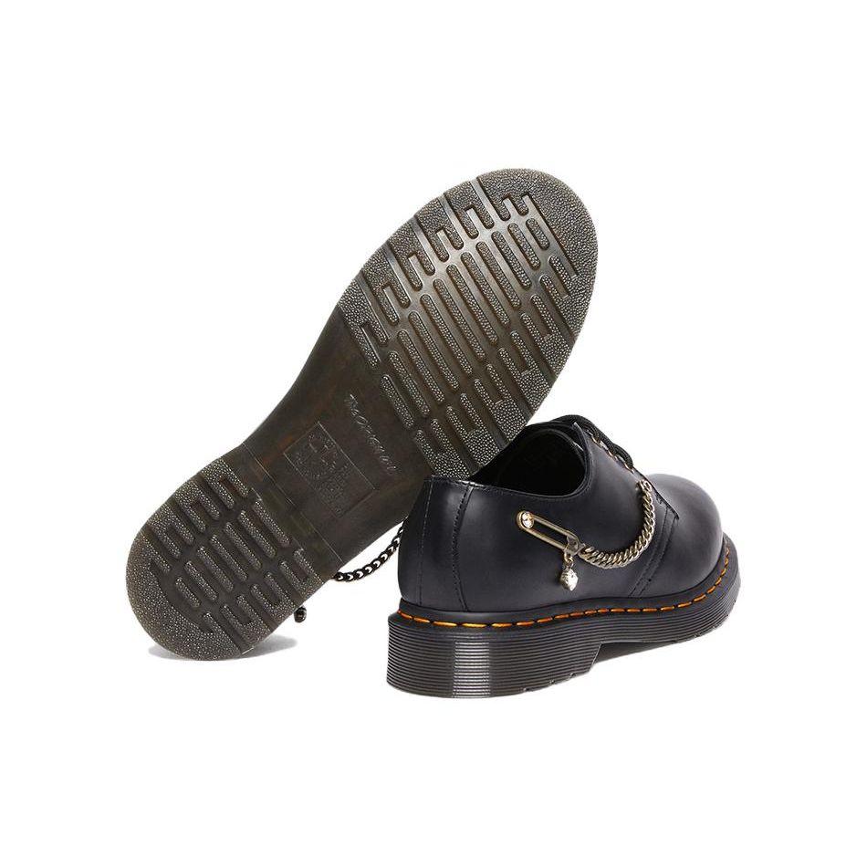 Dr. Martens Leather Metal Chain Low-Top Casual Shoes Unisex Casual Shoes Black 28017001