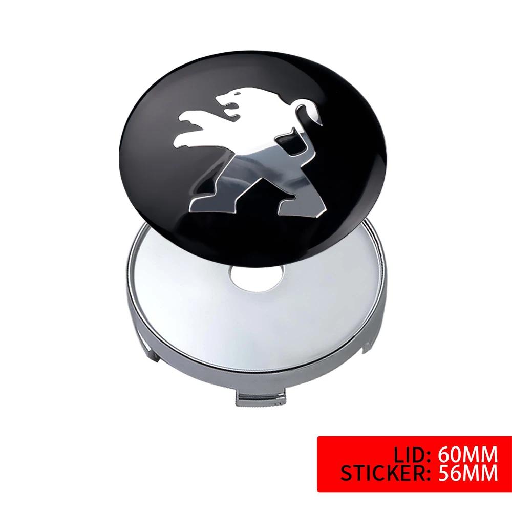 2026 Hot Car Sticker 56/60MM 4pcs Car Wheel Center Hub Cap Badge Cover For Peugeot 2008 3008 4008 5008 207 208 307 308 107 408 1