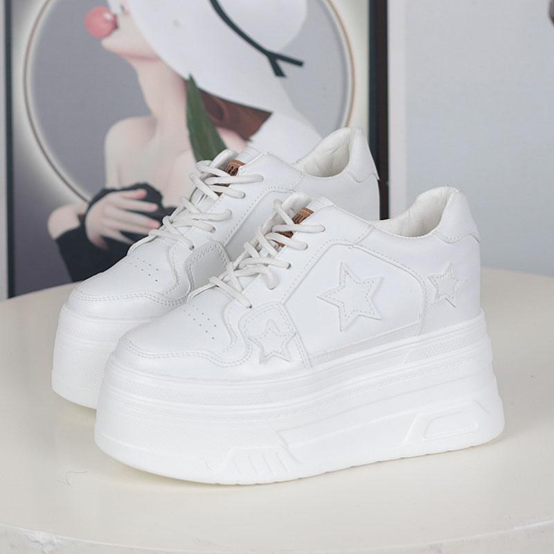 Fashion Women 12 CM Platform Sneakers Casual Outdoor Simple Design Skateboard Comfortable Lace Up Sneakers High Quality Sport Shoes