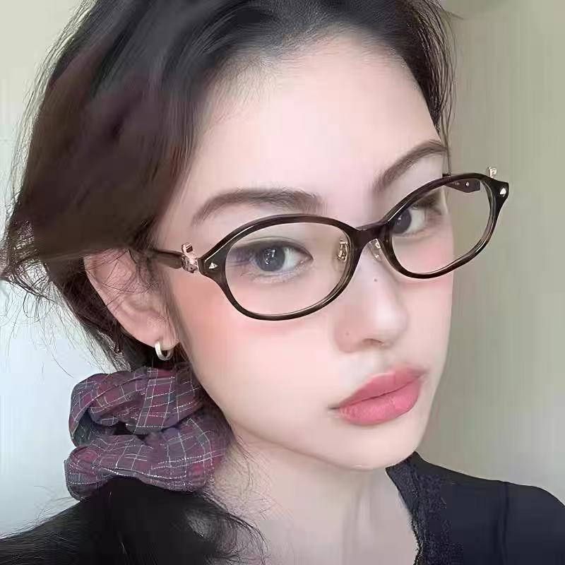 Queen Mother Saturn reading glasses female plain leopard print nerd glasses frame oval tortoiseshell small frame can be matched with myopia