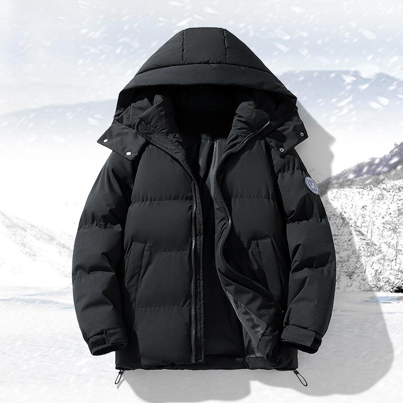 

Padded-on Men s Winter New Cotton-added Thickened Down Cotton-padded Jacket Warm Jacket Versatile Winter Clothing Removable Hat Cotton-padded Clothing 4XL