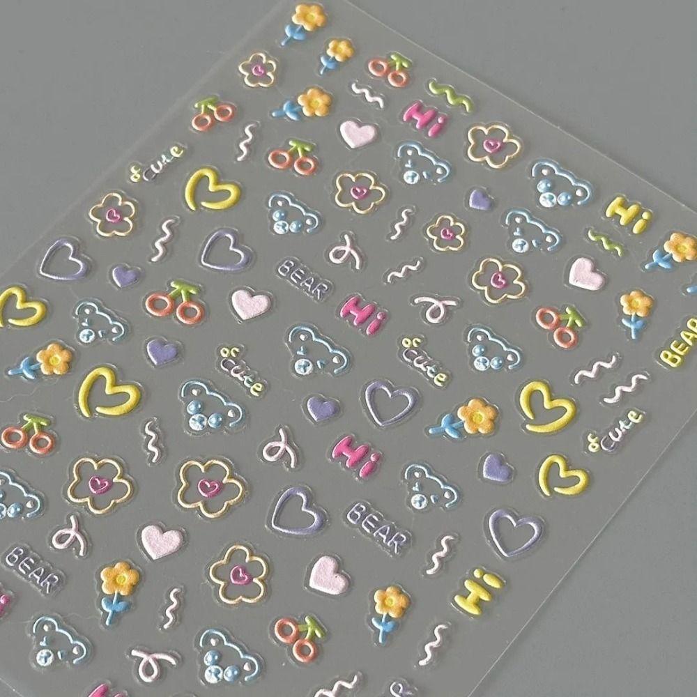 Soft Embossed Cup Stickers Cartoon Cartoon Stickers New 3D Manicure Decals