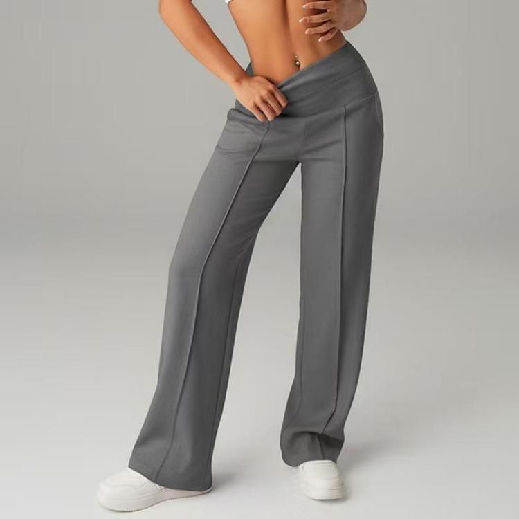 High Waist Workout Pants for Women Straight Leg Sports Trousers with Pockets Outdoor Casual Comfort Slim Fit Long Pants