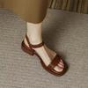 Comfortable soft sole low heel retro word with sandals summer women's new flat Roman shoes fairy style women's shoes