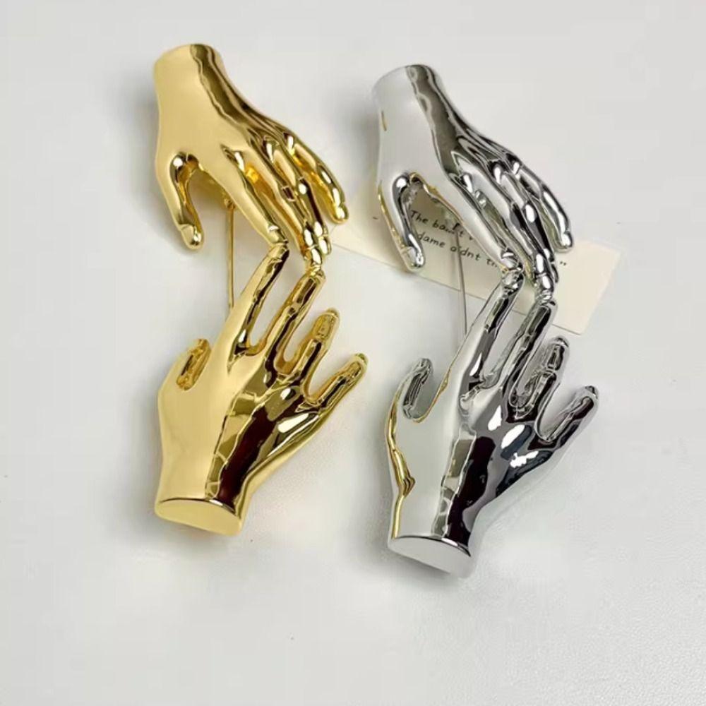 Hand Shape Palm Hand Brooch Gold Silver Punk Pin Brooches Fashion Hyperbole Brooches  Men Women
