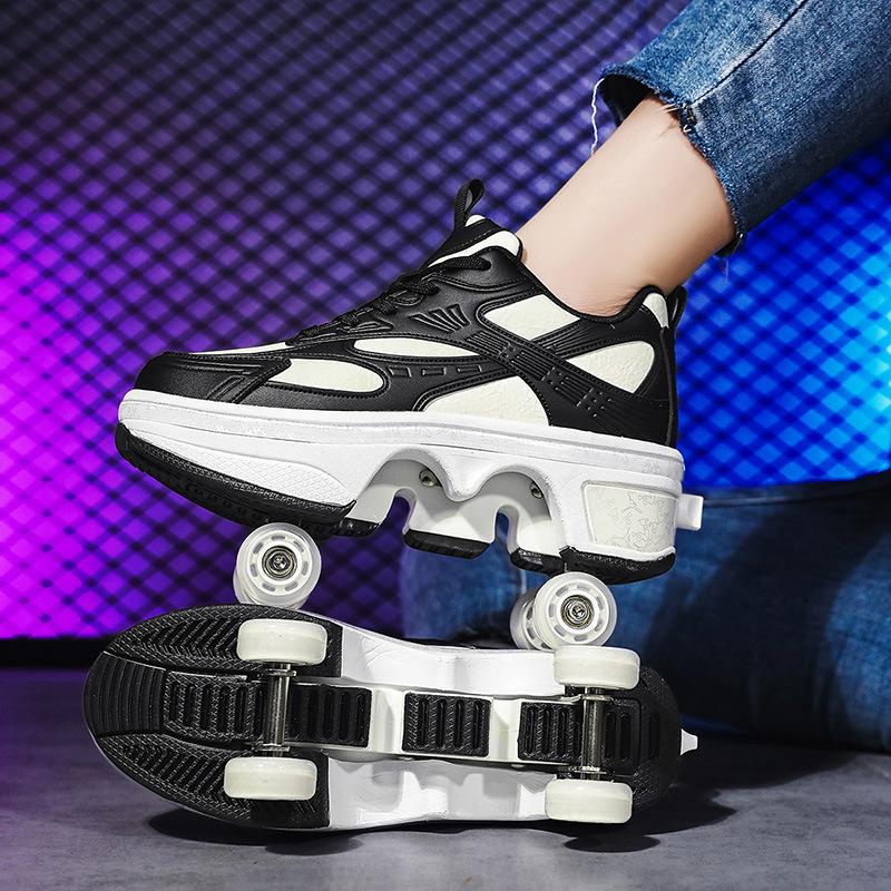 Spot new skates, sneakers, children's runaway shoes, four-wheel pulleys, walkable, disassembled flash
