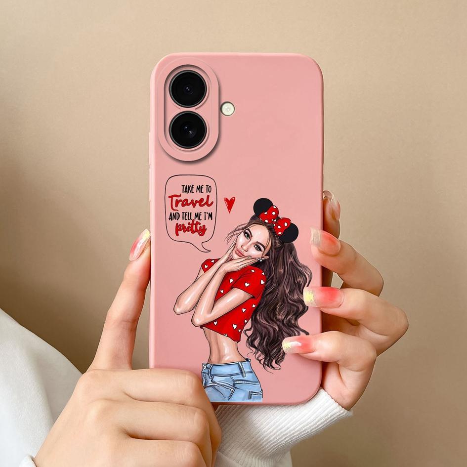 Aesthetic Phone Cover For Apple iPhone 16 Pro 16plus 16promax Fashion Cool Girl Boy Soft Liquid Silicone High Quality Super Shockproof For iPhone Capa