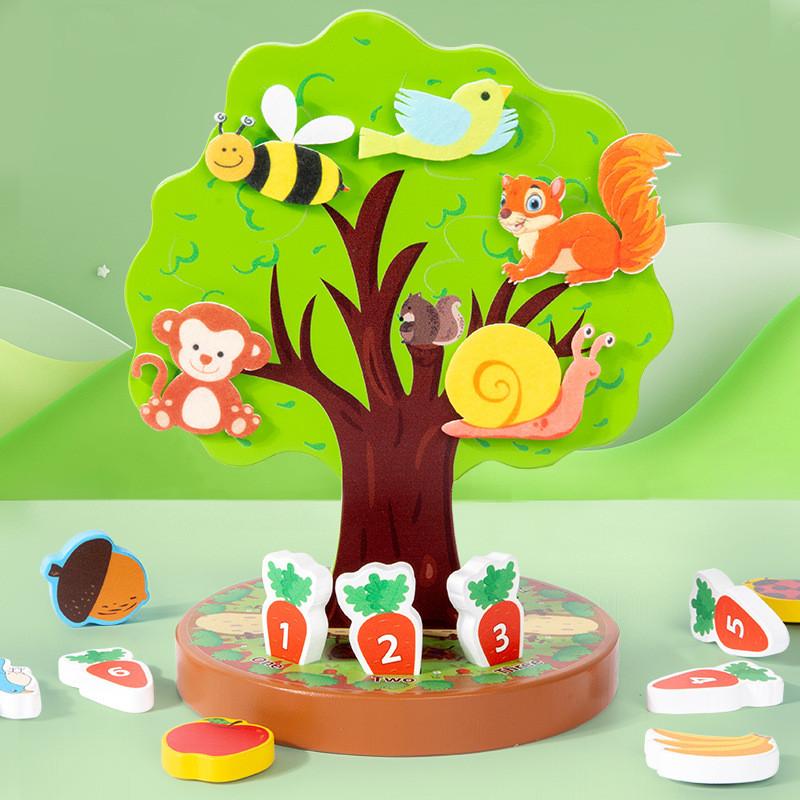 Wooden Educational Toy For Kids With Animal And Fruit Felt Stickers For Early Learning