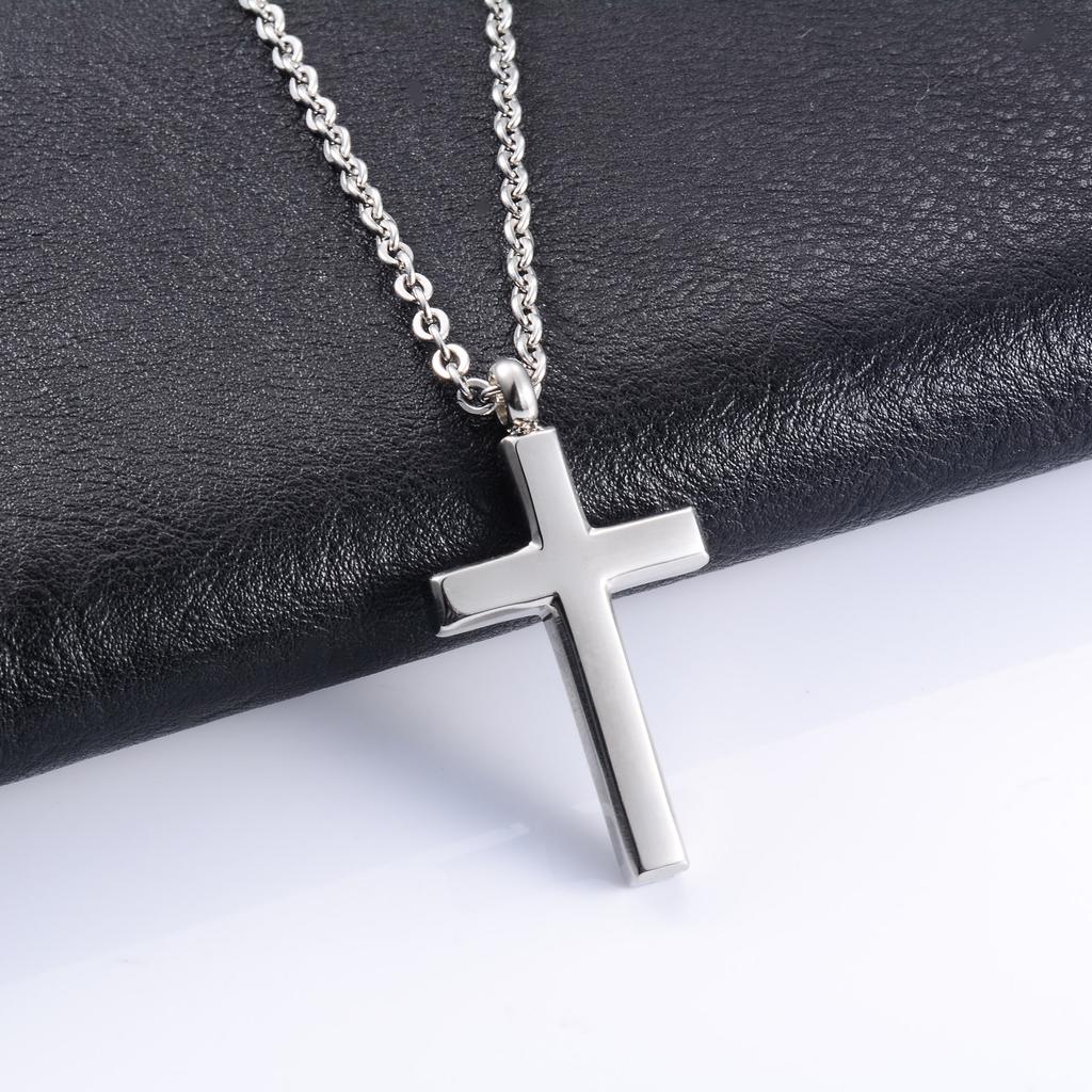 Christian Stainless Steel Cross Pendant Necklace for Women Men Charms for Chain Choker Minimalist Prayer Jewelry Accessories