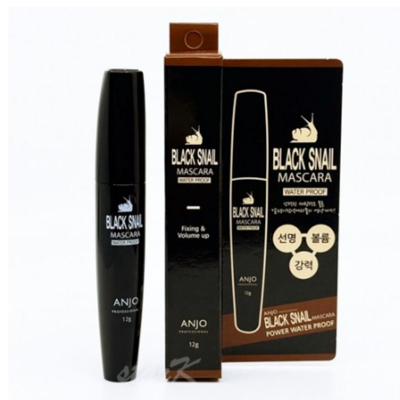 ANJO Black Snail Waterproof Mascara Black 12g – Long-Lasting Curl, Volume & Smudge-Proof Lash Mascara