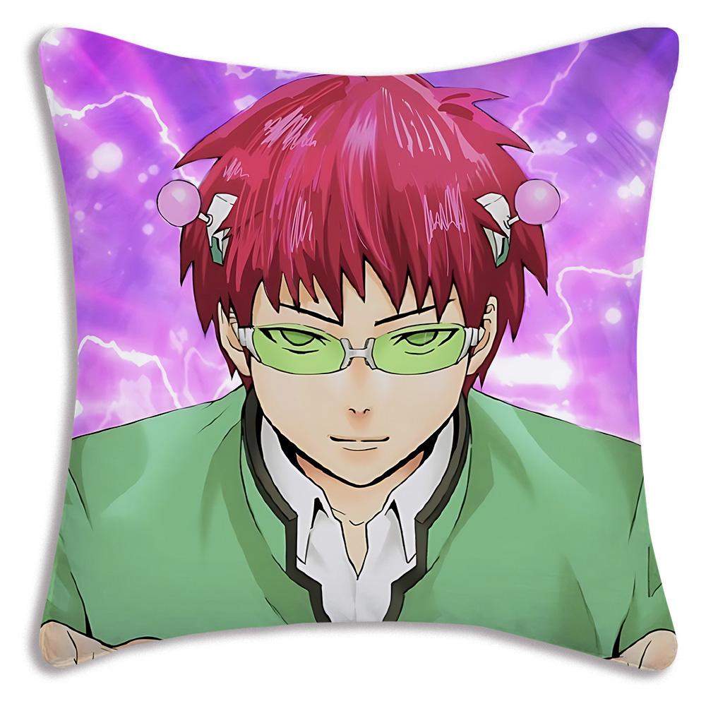 The D-Disastrous Life of Saiki K Pillow Covers Cartoon Sofa Decorative Home Double-sided Printing Short Plush Cute Cushion Cover