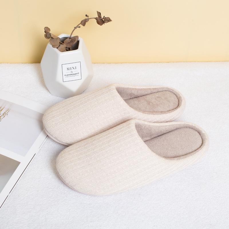 Japanese Korean Autumn Winter Couples Silent Soft Sole Home Unisex Cotton Slippers Wood Floor Anti Slip Quiet Slippers