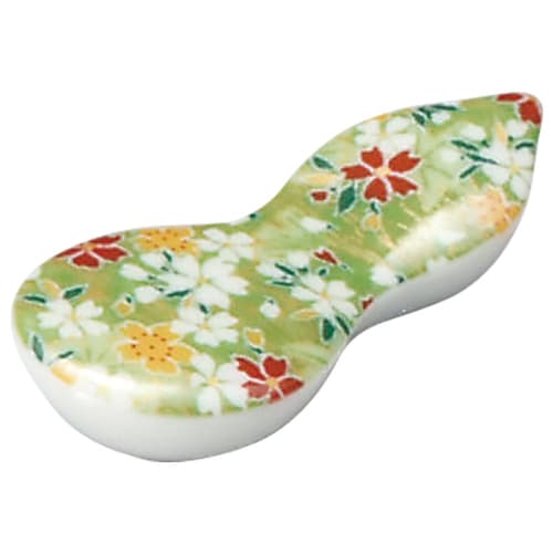 

Yamashita Kogei Chopstick Rest, White, 6.7 x 3.2 x 1.2 cm, Green, Kyo-Yuzen Design, 14084820