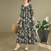 Long sleeve plus size cotton vintage floral new in dresses for women casual loose spring autumn dress