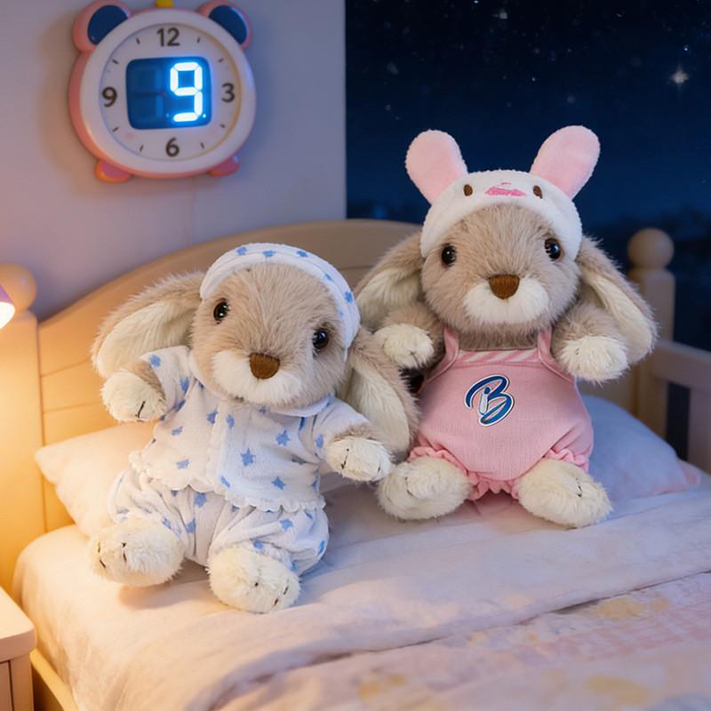 Plush Rabbit Toy For Kids Sleep Time With Denim Jeans And Tang Suit Costume