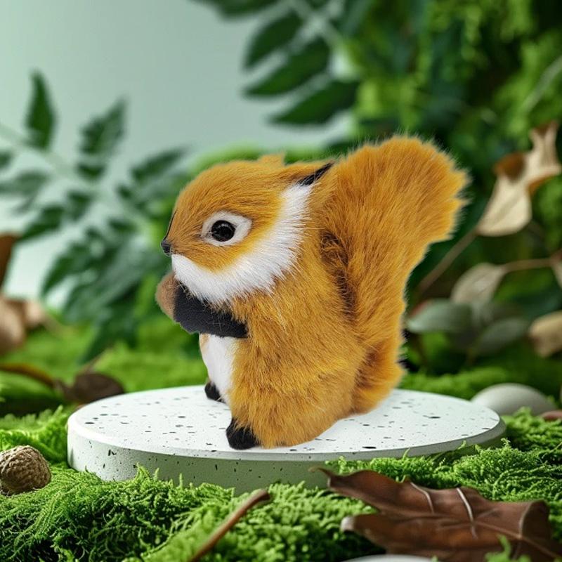 1 Stück Figuren Tischdekorationen Simulation Ornamente Weihnachten Falsches Tier Mini Miniaturfiguren Künstliches Eichhörnchen Plüsch