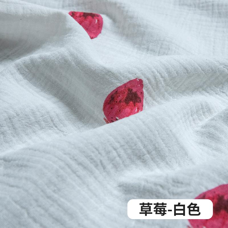 0.5m/1m/2m Soft Cartoon Cherry Print Double Crepe Gauze Fabric 100% Cotton Fabric DIY Sewing Clothing Baby Breathable Texture