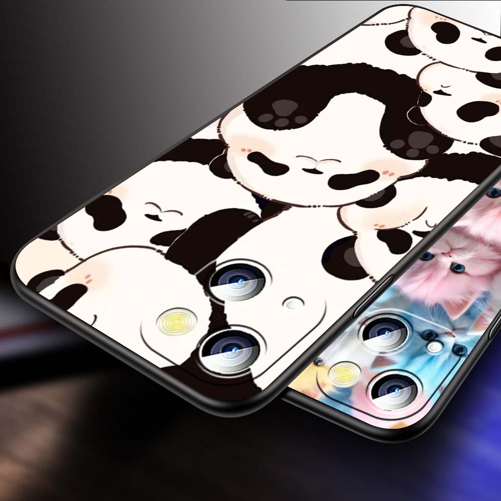 Cartoon Animals Cute Phone Case For Apple iPhone 17 16 16E 15 14 13 12 11 Pro Max Plus Black Soft Silicone