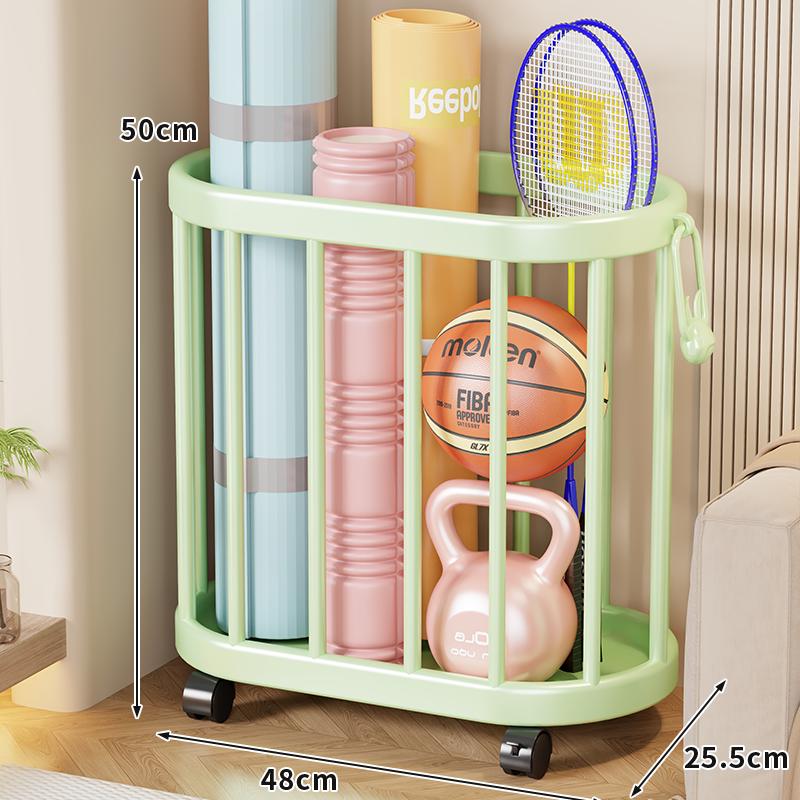 Wheeled Yoga Mat & Fitness Equipment Organizer: Large Capacity Storage Basket