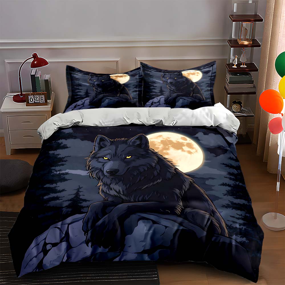 

Wolf, moon, forest. Bedding Duvet cover sets Duvet covers Pillowcases gifts (1 * Duvet Cover 2 * Pillowcases, without duvet insert) 135x200cm