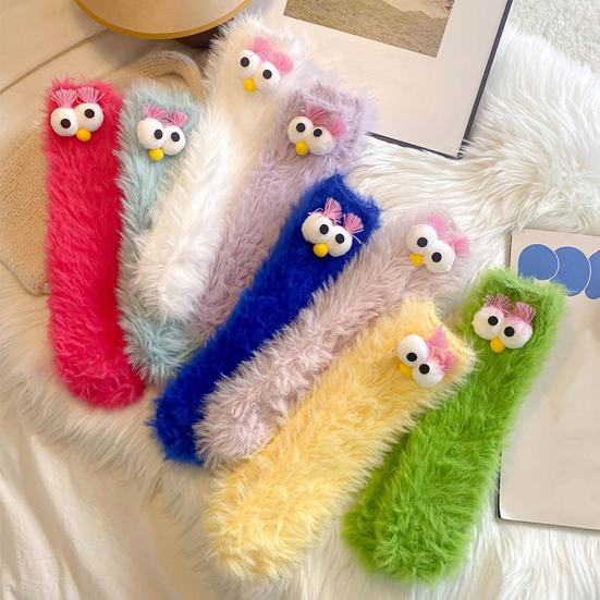 Funny Fuzzy Silly Socks for Women Fluffy Slipper Socks 3D Novelty Face Plush Socks Winter Warm Cute Floor Socks