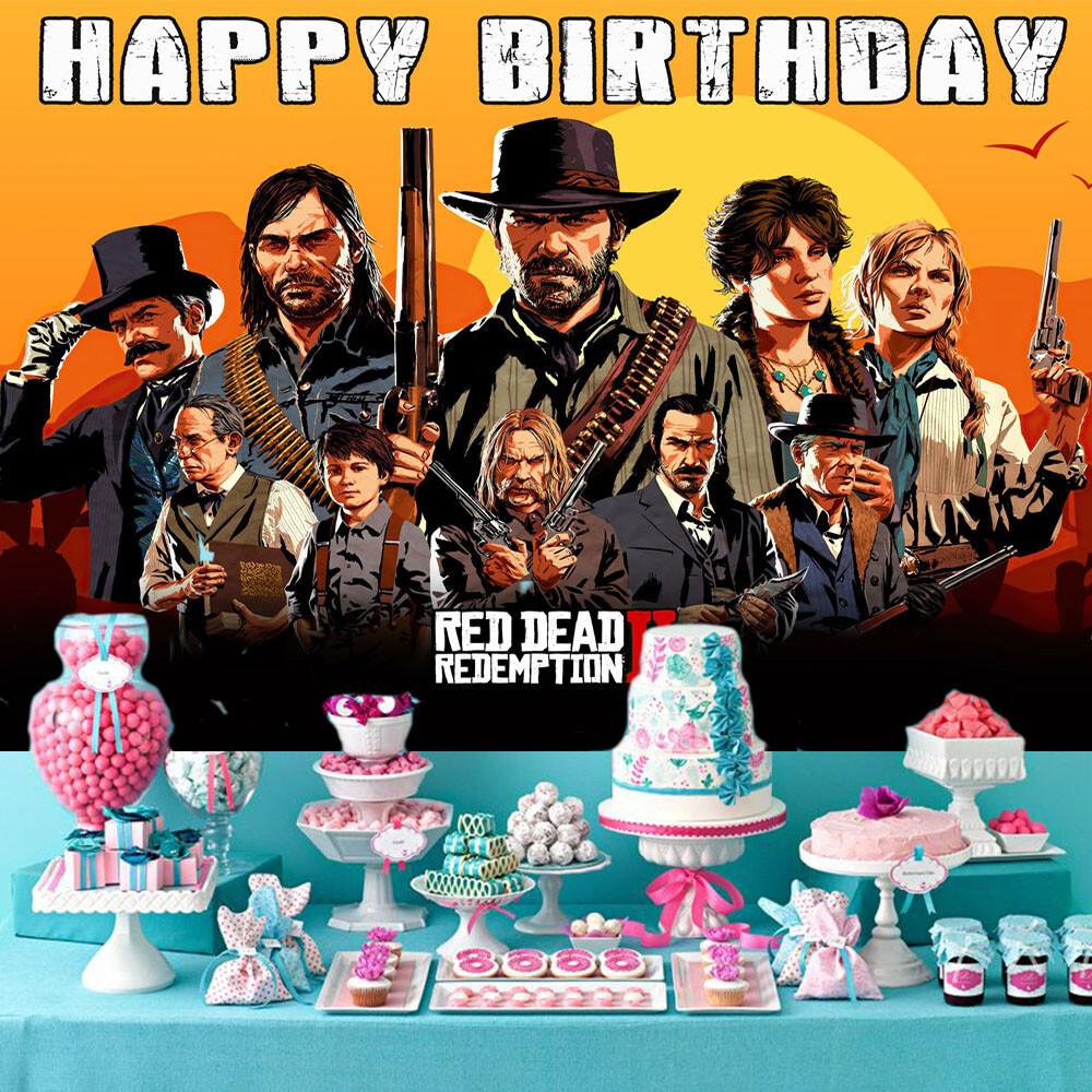 44. Red Dead Redemption Party Decorations Backdrop Banner Poster Birthday Gift