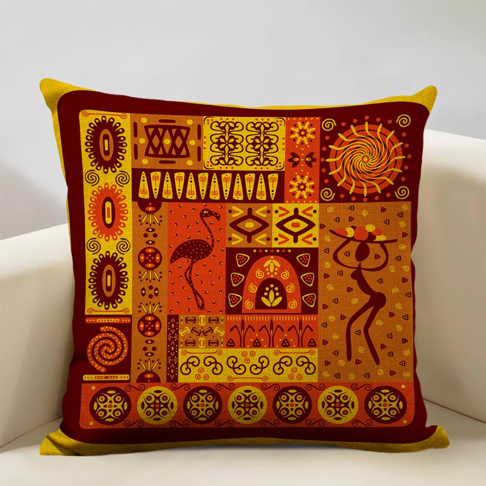 African Oil Painting Cushion Cover Dancing Girl Art Painting Sofa Decorative Pillowcase Home Living Room Pillow Cover 45x45cm