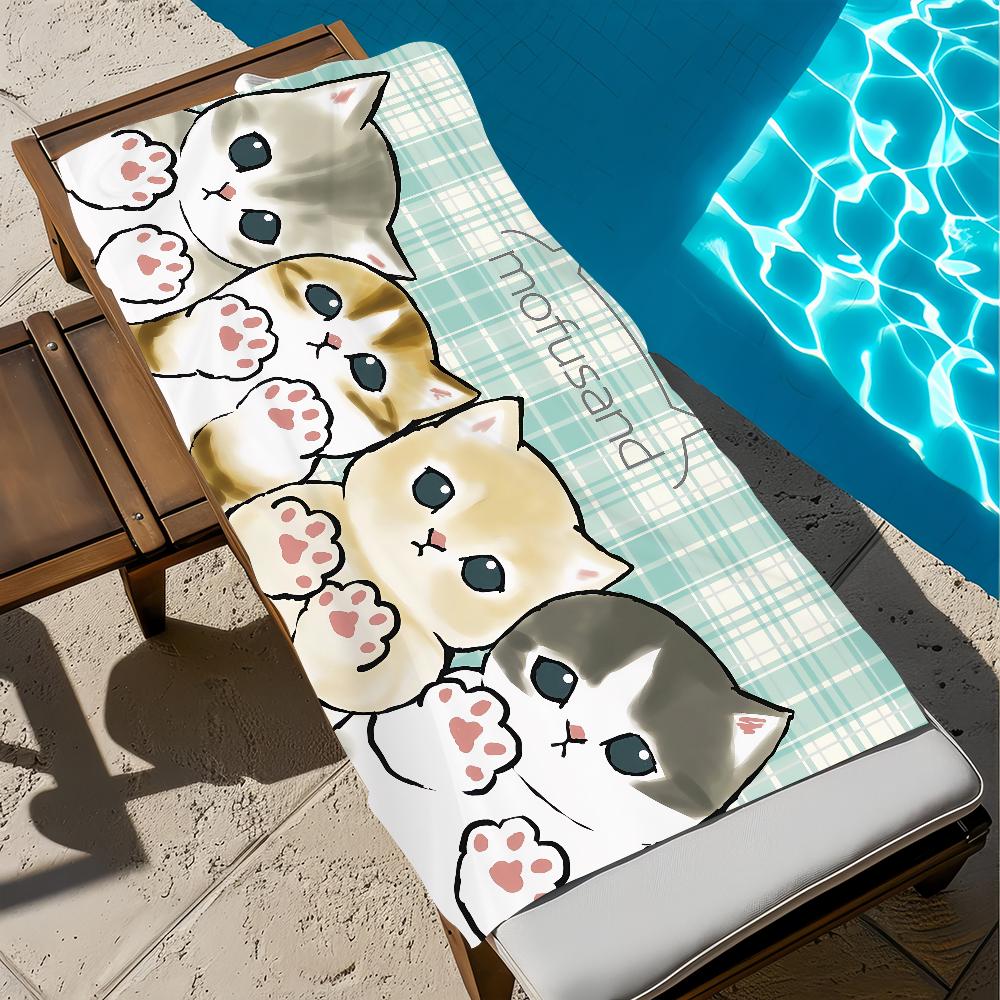

kawaii cartoon cat kitten cute M-Mofusand Towel soft Beach Towels Trip swim Pool bathing Towel Gym Spa home Decor Gift Holiday W40*H60(CM)