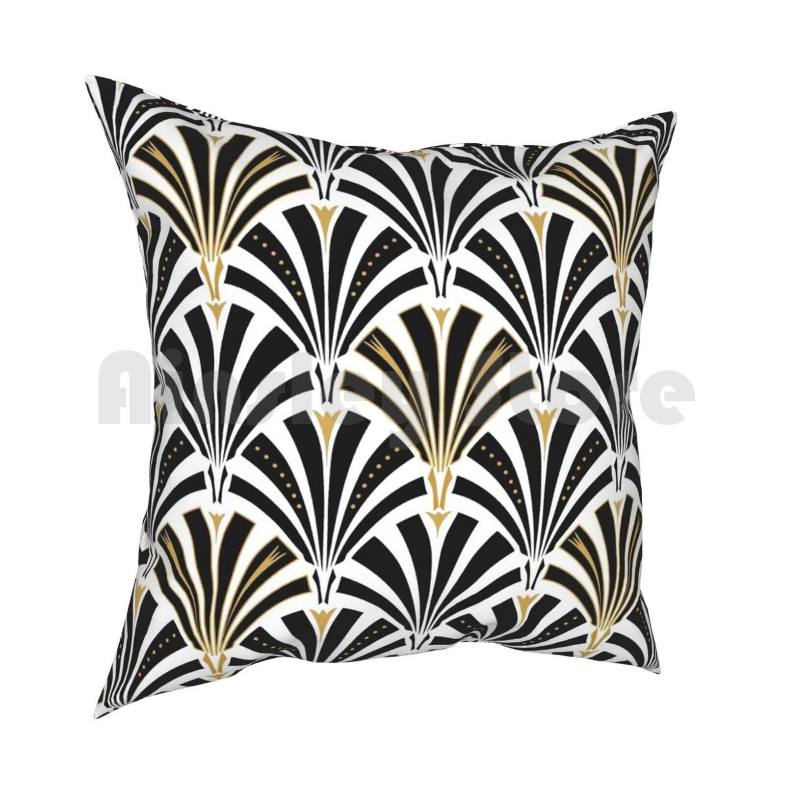 Арт-деко Узор Веер Черно-белая Наволочка Печатная Домашняя Мягкая Наволочка Своими Руками Арт Узор Веер Обои 30cmx30cm