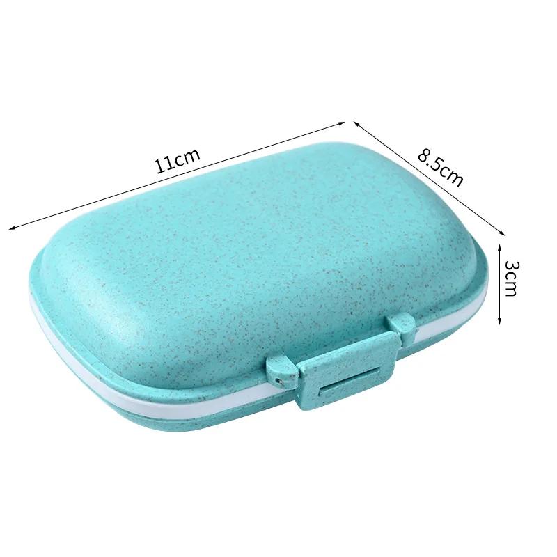 Mini przenośny 8 kratek pojemnik na tabletki organizer na leki podróżne pojemnik na tabletki z pszenicą do przechowywania dozownik do leków