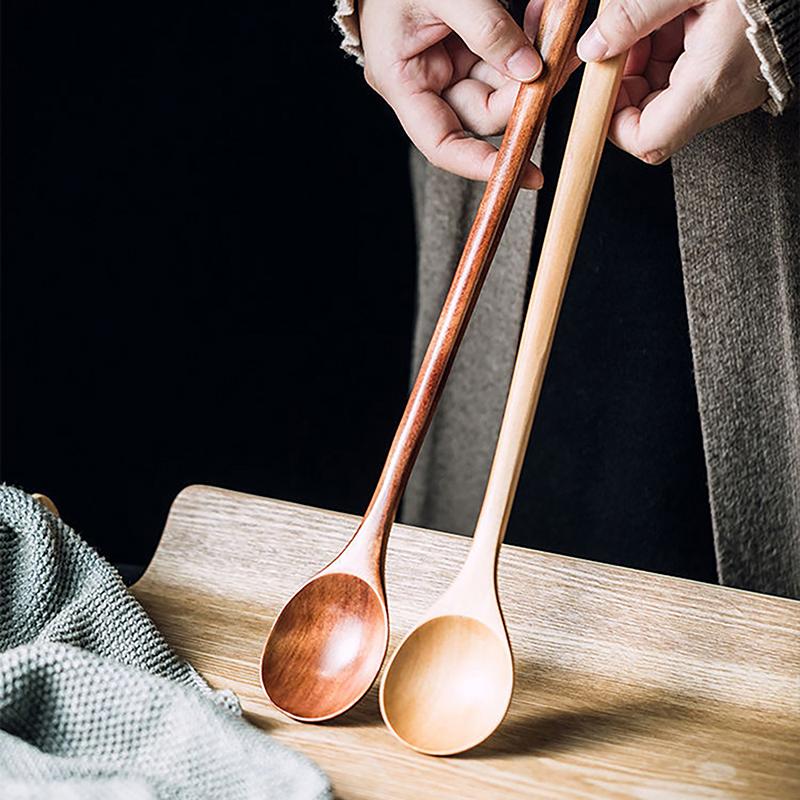Długa drewniana łyżka do mieszania Drewniana łyżka z długą rączką Drewniana łyżka do mieszania i gotowania Drewniana przedłużona łyżka do gotowania
