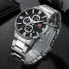 Luxury Men Quartz Watch Chronograph 24H Display Calendar Date Luminous Pointer Stainless Steel Strap Wristwatch