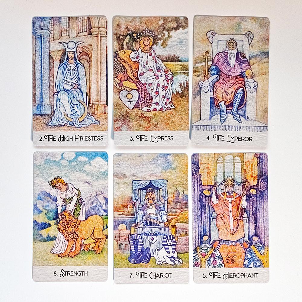 Rediscovered Classic Tarot Deck 12*7cm 78 Pcs Tarot Cards Drawn with Ball Pens Printed On 350GSM Double-embossed Cardstock
