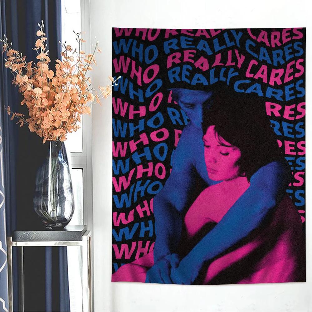 VIKAMA Contemporary Art Tapestry Contrasting Colour Alphabet And Couple Motifs Bedroom Atmosphere Decorative Tapestry