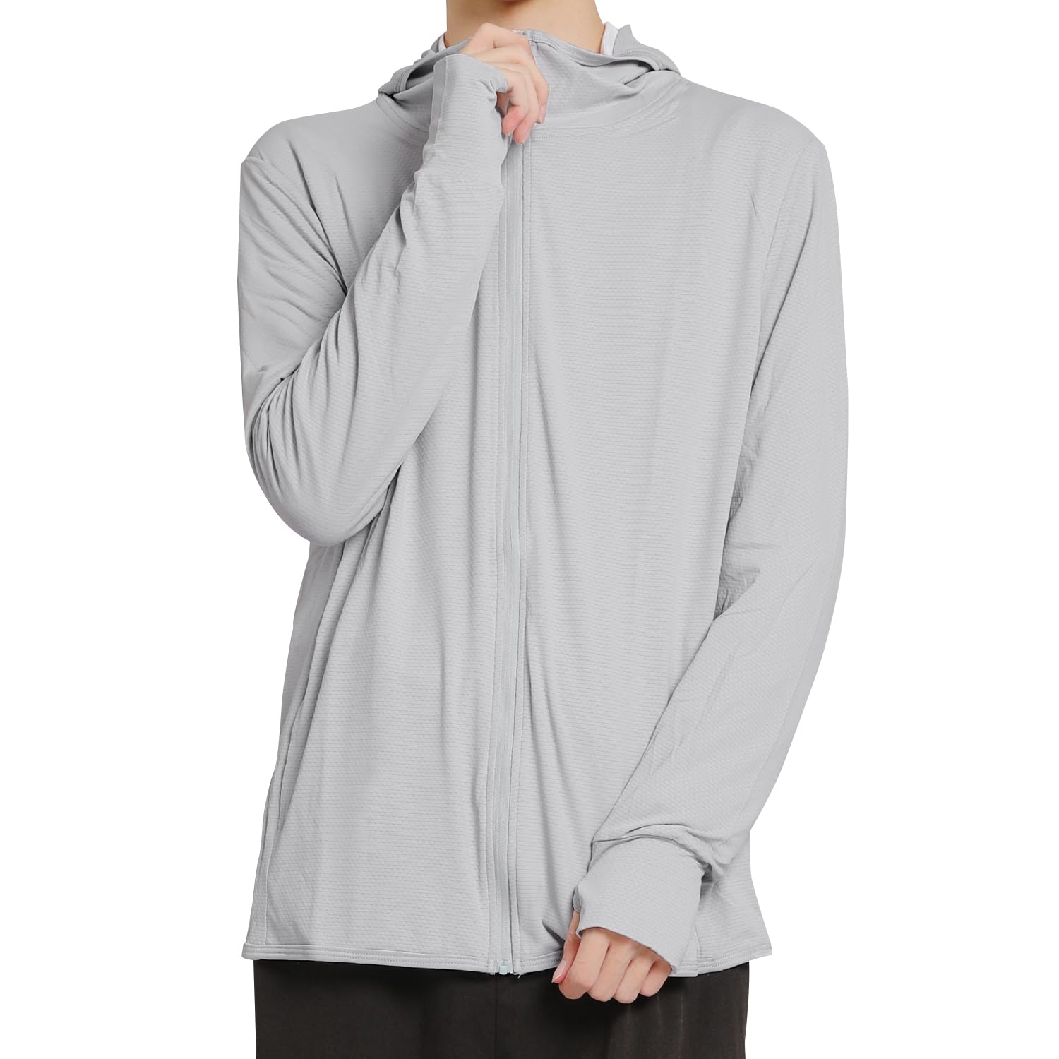 

Худи с защитой от УФ-лучей, рашгард, солнцезащитный тонкий худи, худи с длинным рукавом, защита от УФ-лучей, дышащий, легкий, с капюшоном, с отверстиями для пальцев [PAFHL] женский