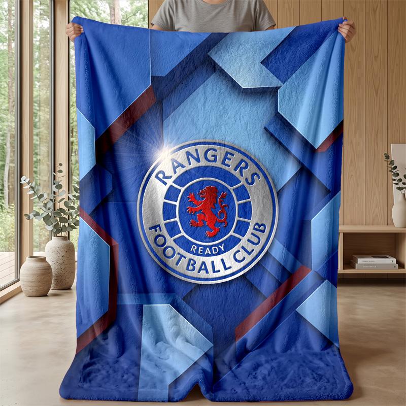 Rangers FC Weiche Flanell-Fleece-Decke Leicht Gemütlich Warm Überwurfdecke für Sofa Bett Heimdekoration