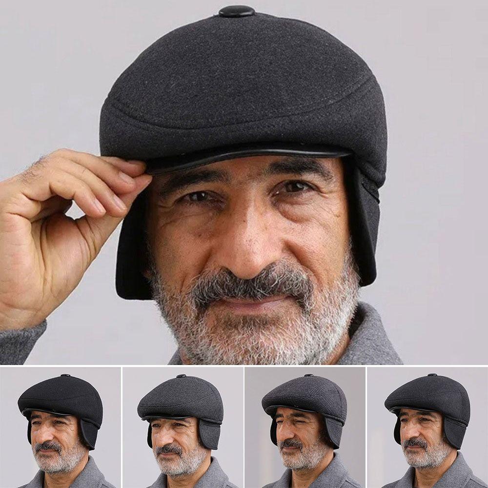 Middle Age Earflap Cap With Ear Flap Flat Caps Quality Men Berets  Men