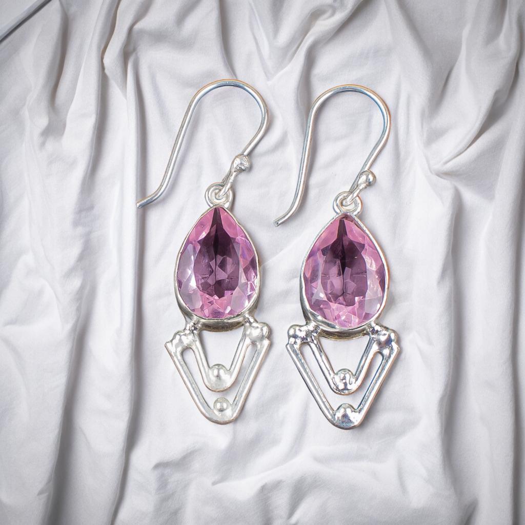 Morganite Gemstone 925 Sterling Silver Lovely Jewelry Earrings For Birthday Gift EE-39-11