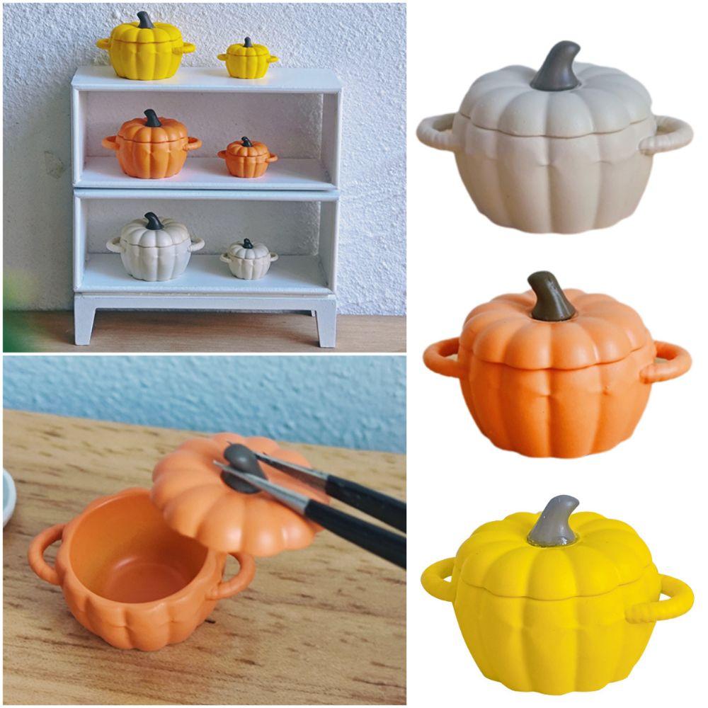 1/6 1/12 Doll Mini Pumpkin Soup Pot Alloy Dollhouse Halloween Decoration  Festival Supplies
