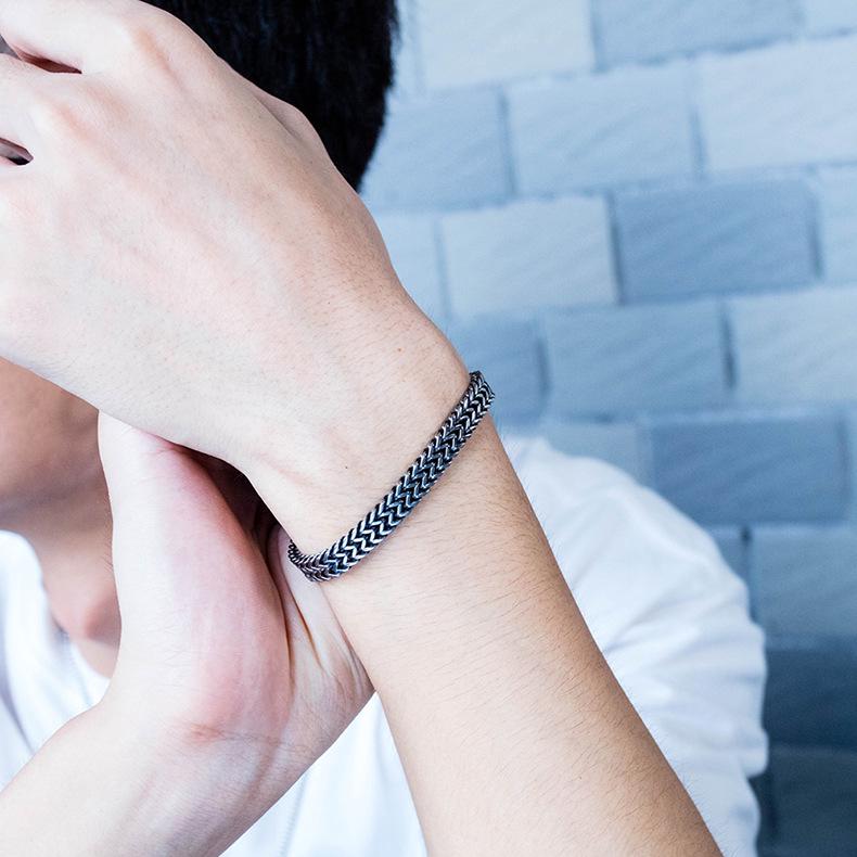 Men's Retro Dragon Bone Titanium Steel Bracelet - European & American Style, Versatile Trendy Student Accessory