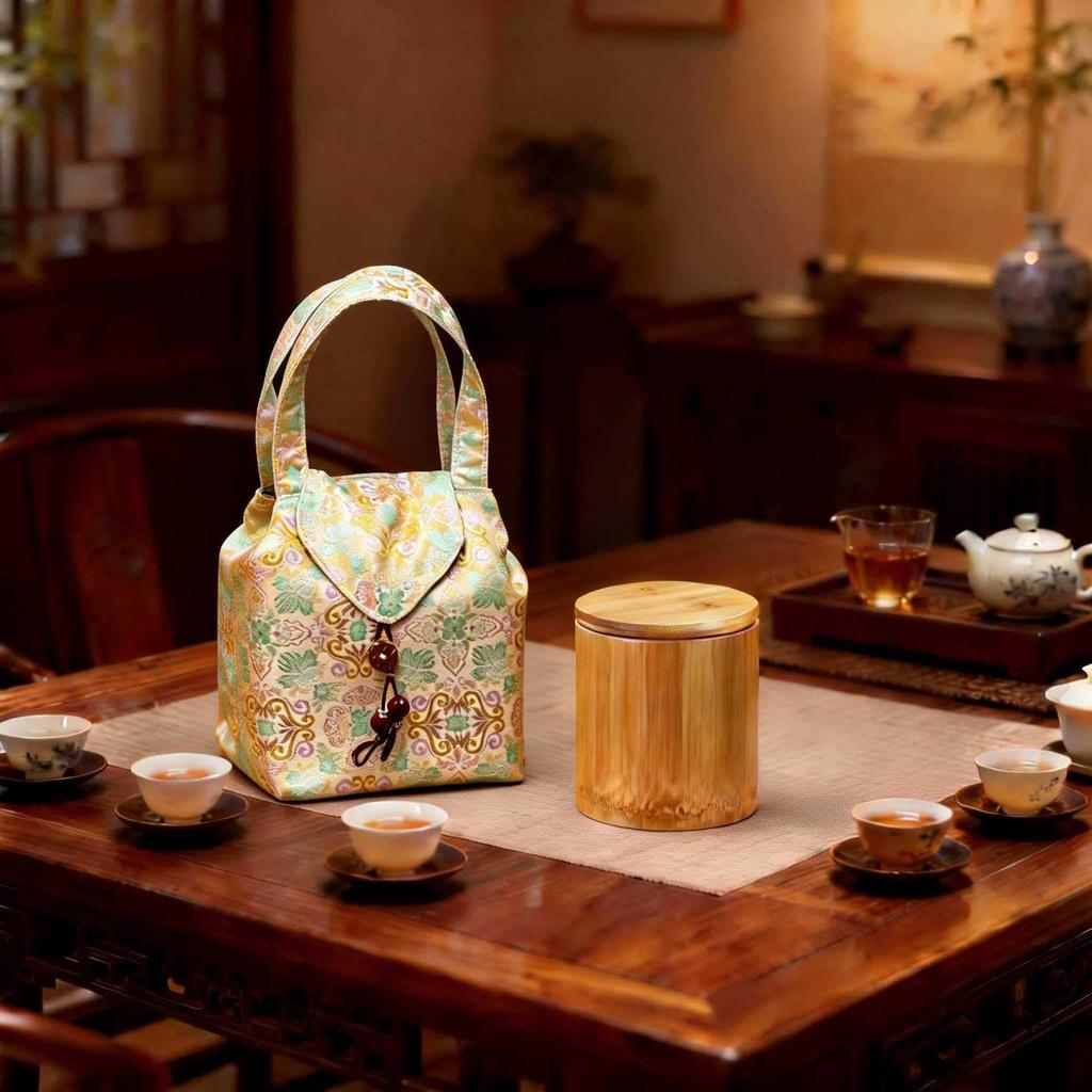 Brocade Tea Set Storage Bag: Portable, Customizable Cloth Bag for Tea Can Storage