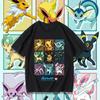 Pokémon Cartoon Eevee Cherry Blossom T-shirt Summer New Men and Women Y2K Loose Fashionable Casual Harajuku Short Sleeved Top