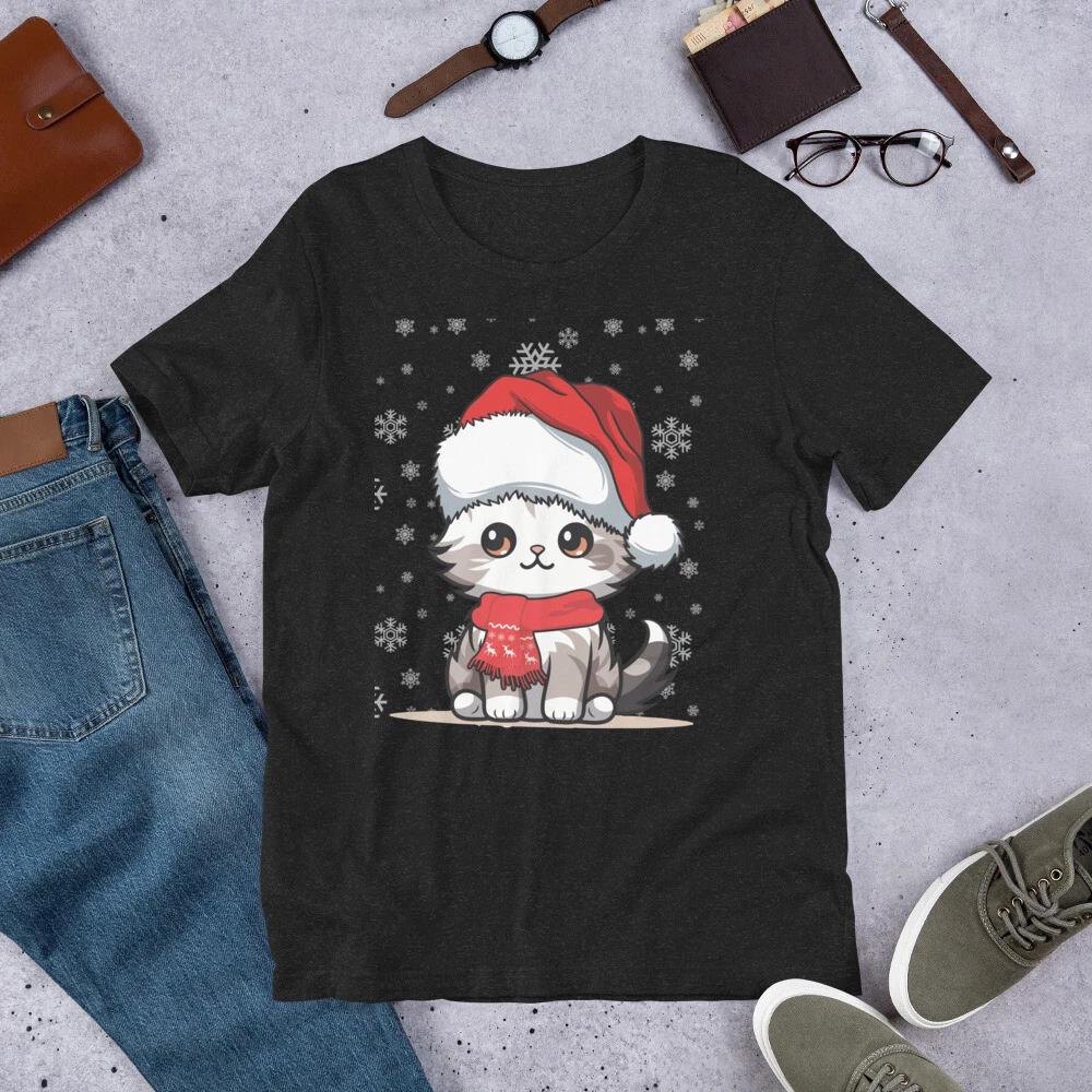 

Funny Christmas Cat In Santa Hat Cat Lovers Men Kid t-shirt 160